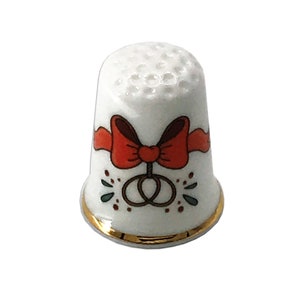 BN personalizado fino hueso China dedable, arco de la boda & anillos dedal con la vitrina, dedal personalizado, regalo para ella