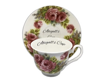 Juego de taza y platillo de estilo vintage personalizado,