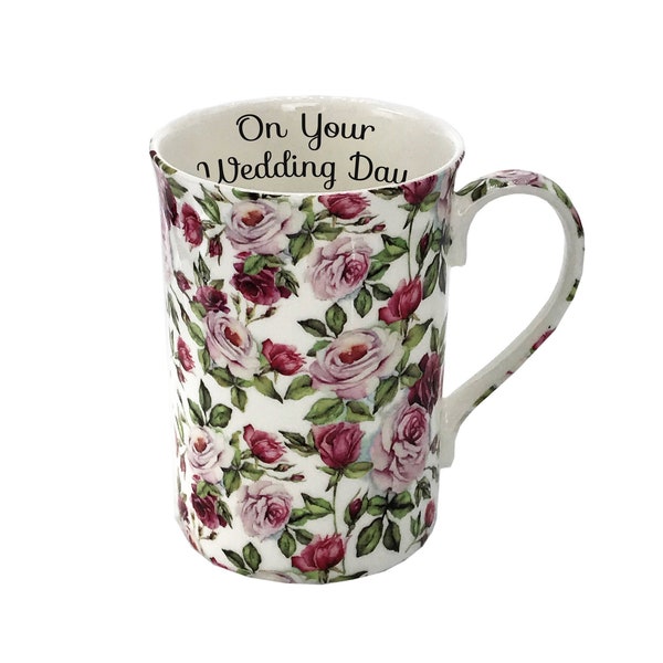 Personalised Fine Bone China Vintage Rose Floral Mug, Gift For Her