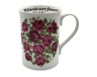 Personalized Pink Rose Bouquet Fine Bone China Mug, Boxed Gift