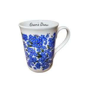 Personalised Forget Me Not Fine Bone China Coffee Mug, Forget Me Not Vintage Floral Mug,