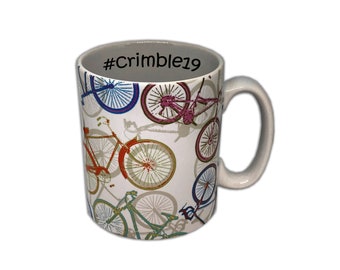 Boxed Personalised Bicycle Stoneware  Mug, Bike Mug
