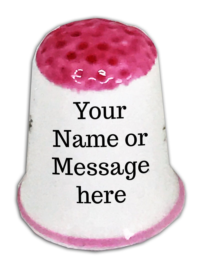 BN Personalised Fine Bone China Thimble Personalised Thimble, Blue Topped Blue Bear Design Thimble with Display Case