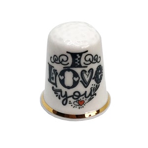 Dedal de porcelana china personalizado de BN, dedal con la frase "Te amo" y estuche de exhibición, dedal personalizado, regalo para ella, regalo de aniversario de bodas
