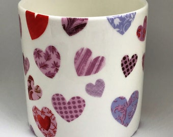 BN Boxed Personalised Patchwork Heart Chintz Fine Bone China Mug,Hand-decorated 