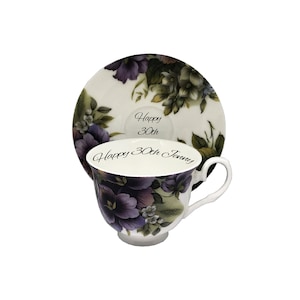 Personalised China Pansy Teacup and Saucer
