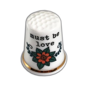 BN Personalised Fine Bone China Thimble with Display Case, Wedding Anniversary Must Be Love China Thimble, Gift For Her