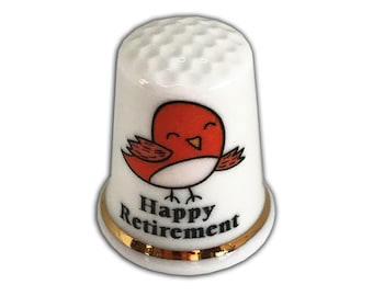 Dedal de porcelana fina personalizado, regalo de pájaro feliz jubilación