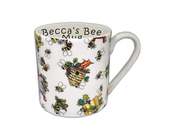 Bees Mug Fine Bone China Royal Colourful Bee Mug Hand Decorated In The - View #3