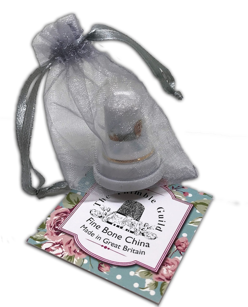 BN Personalised Fine Bone China Thimble Personalised Thimble, Blue Topped Blue Bear Design Thimble with Display Case