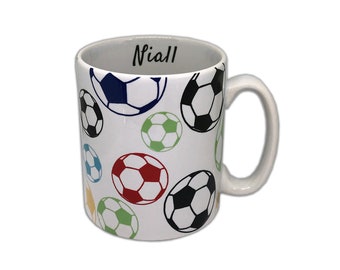 Taza de cerámica con diseño de fútbol personalizada en caja