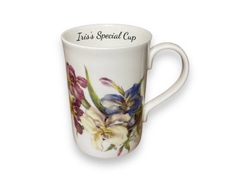 Personalisierte Iris Floral Fine Bone China Tasse, Vintage-Stil