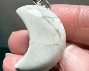 Howlite Silver Moon Pendant #2