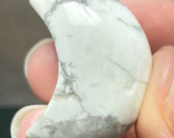 Howlite Silver Moon Pendant #1