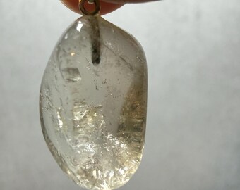 Citrine Water Clear Silver Pendant #4