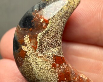 Brecciated Jasper Silver Moon Pendant #1