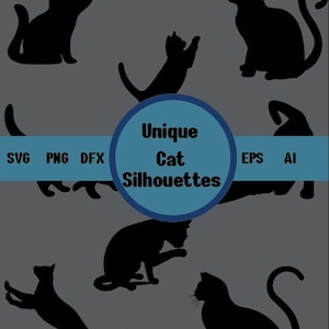 Cat Silhouettes SVG, Digital Download | Animal Cats SVG, Vector Graphics  Black Cat Clipart, Cat Love Svg, Cats Svg