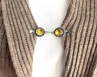 Citrine Sweater clip, sweater clasp, cardigan clip, Pashmina clip, sweater closure, shawl clip, citrine jewelry