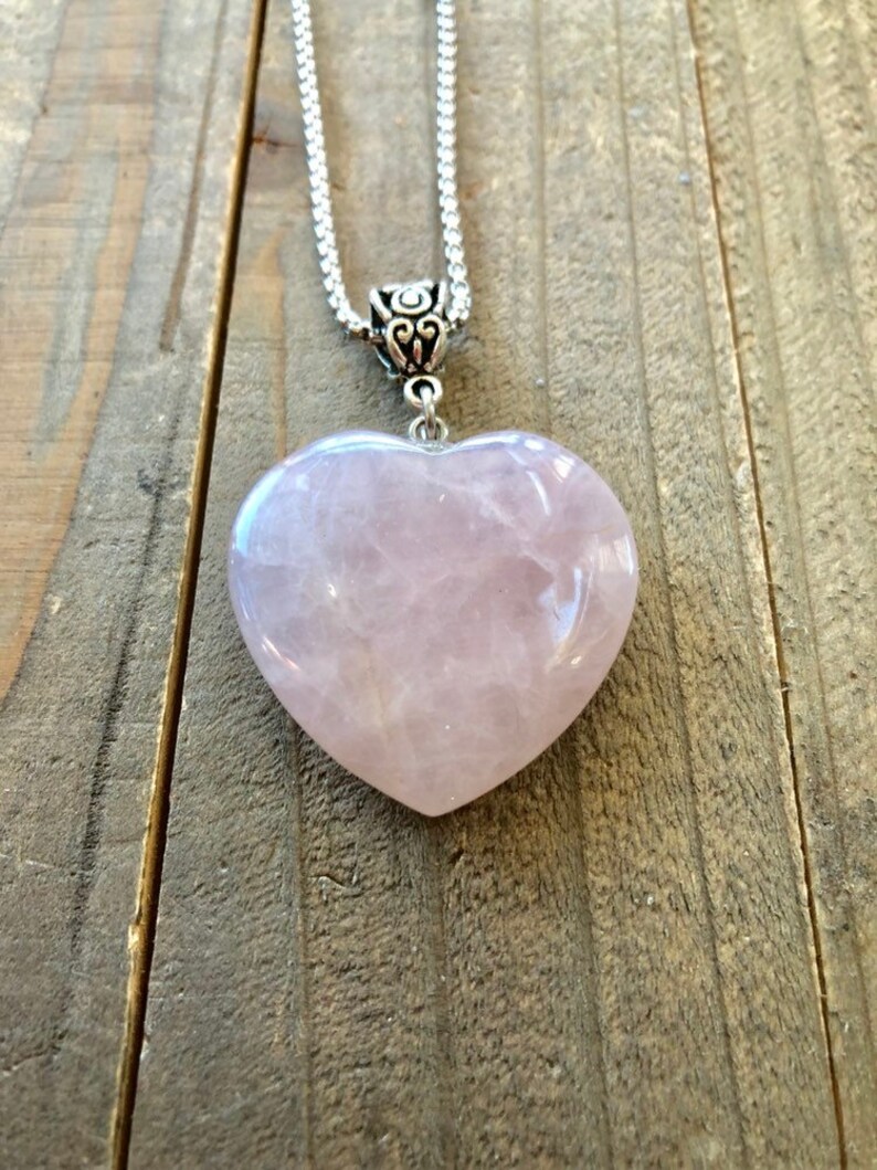 Rose quartz heart pendant Rose quartz jewelry rose quartz | Etsy