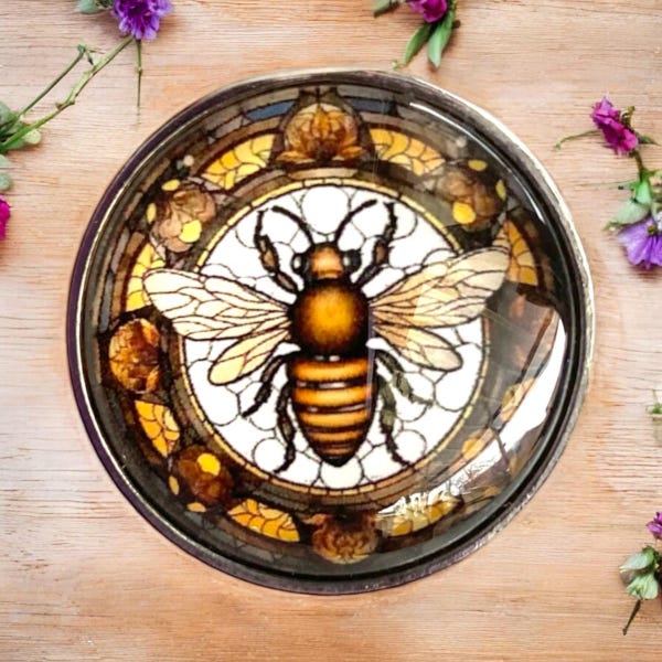 Broche de abeja: alfiler redondo, colores magníficos (2,5 cm)