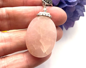 Rose quartz pendant, Rose quartz jewelry, rose quartz necklace, pink pendant, blush pendant, pink stone pendant, gift, heart chakra