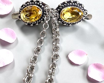 Citrine Sweater Clip, Pashmina Shawl Clasp, Citrine Jewelry Closure