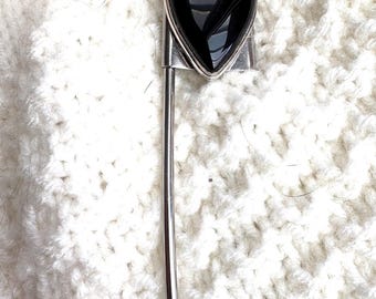 Jumbo Kilt Pin, Black onyx, Large Safety Pin