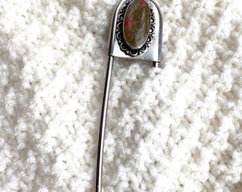 Jumbo Unakite Kilt Pin, Statement Scarf Pin, Key Holder