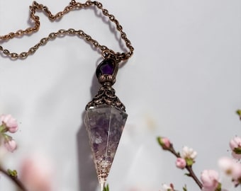 Amethyst Pendulum Necklace: Natural Stone Healing Pendant