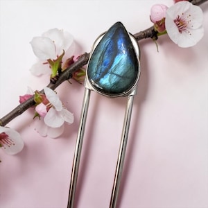 Épingle de sûreté géante en labradorite, épingle à kilt, épingle à foulard, épingle à chapeau, porte-clés, épingle en labradorite