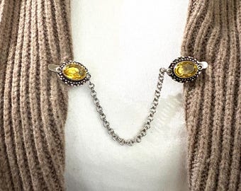 Citrine Sweater Clip, Pashmina Shawl Clasp, Citrine Jewelry Closure