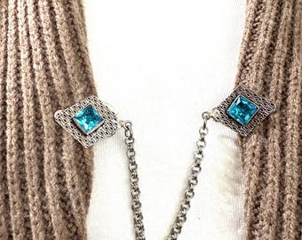 Blue Topaz Sweater Clip, Shawl Clasp, Pashmina clip