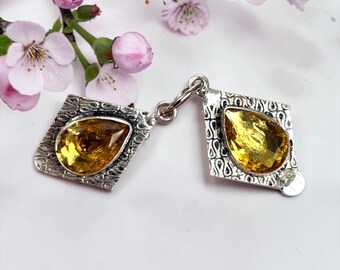 Citrine Sweater Clip, Pashmina Shawl Clasp, Citrine Jewelry Closure