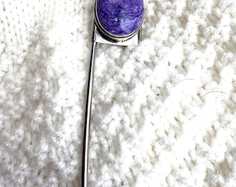 Jumbo safety pin, kilt pin, scarf pin, hat pin, key holder, faux charoite pin