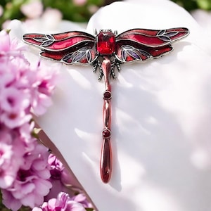 Dragonfly pin, dragonfly brooch, red dragonfly, gift for her, memorial gift, dragonfly jewelry, dragonfly brooch.