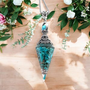 Turquoise Pendulum Necklace: Stabilized Stone Healing Pendant