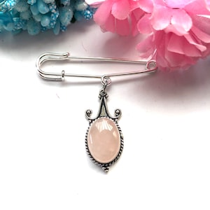 Rose Quartz kilt pin, rose quartz brooch, gift for her, handmade jewelry