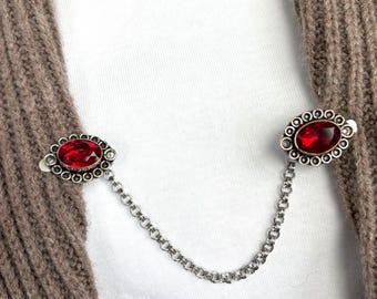 Garnet Sweater Clip: Cardigan Clasp, Shawl Closure