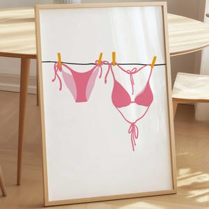 Pink Bikini Coastal Cowgirl Wall Art | Bikini Summer Print | Girly Preppy Bikini Poster | Dorm Room Trendy Wall Art | Digital Download