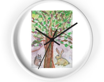 Rabbit and Squirrel Unique Art Wall Clock