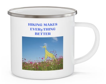 LEFTY Hiking Mug, Hiking Makes Everything Better Enamel Cup Mug