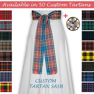 Handmade Custom Tartan Women Sashes Scottish Vintage Wedding Plaid Sash Bridal Available in 50+ Plaid Tartan Fabric Ladies Sashes for Girls