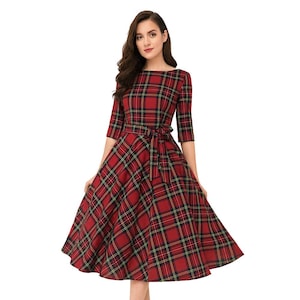 womens plaid christmas dress It's All Possible Red Tartan Plaid Babydoll Dress – Shop the Mint