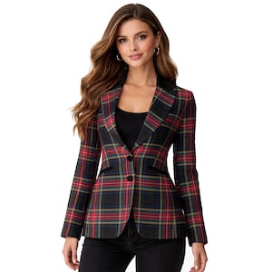 Custom Plaid Blazer Women Long Coat is Available in 50+ Tartans Scottish Jacket Ladies Plaid Blazer Handmade Girls Blazer Plaid Jacket Coats image 1
