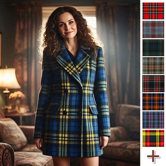 Custom Plaid Blazer Women Long Coat is Available in 50+ Tartans Scottish Jacket Ladies Plaid Blazer Handmade Girls Blazer Plaid Jacket Coats