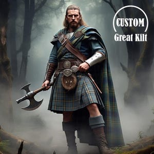 Tartán personalizado vintage tradicional escocés para hombre, gran kilt para hombre de las Tierras Altas, hecho a mano, de lana, tartán de tamaño personalizado, gran kilt disponible en más de 50 clanes