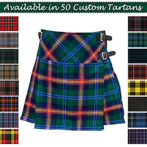 Custom Vintage Tartan Mini Skirt 16 inch Length Plaid Women Scottish Highland Tartans Skirts Girls Handmade Ladies Skirt Avail in 50+ Tartan