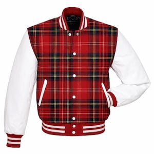 Custom Tartan Varsity Jacket for MAN & WOMAN Scottish Ladies Plaid Letter Women Ladies Available in 60+ Tartans Plaids