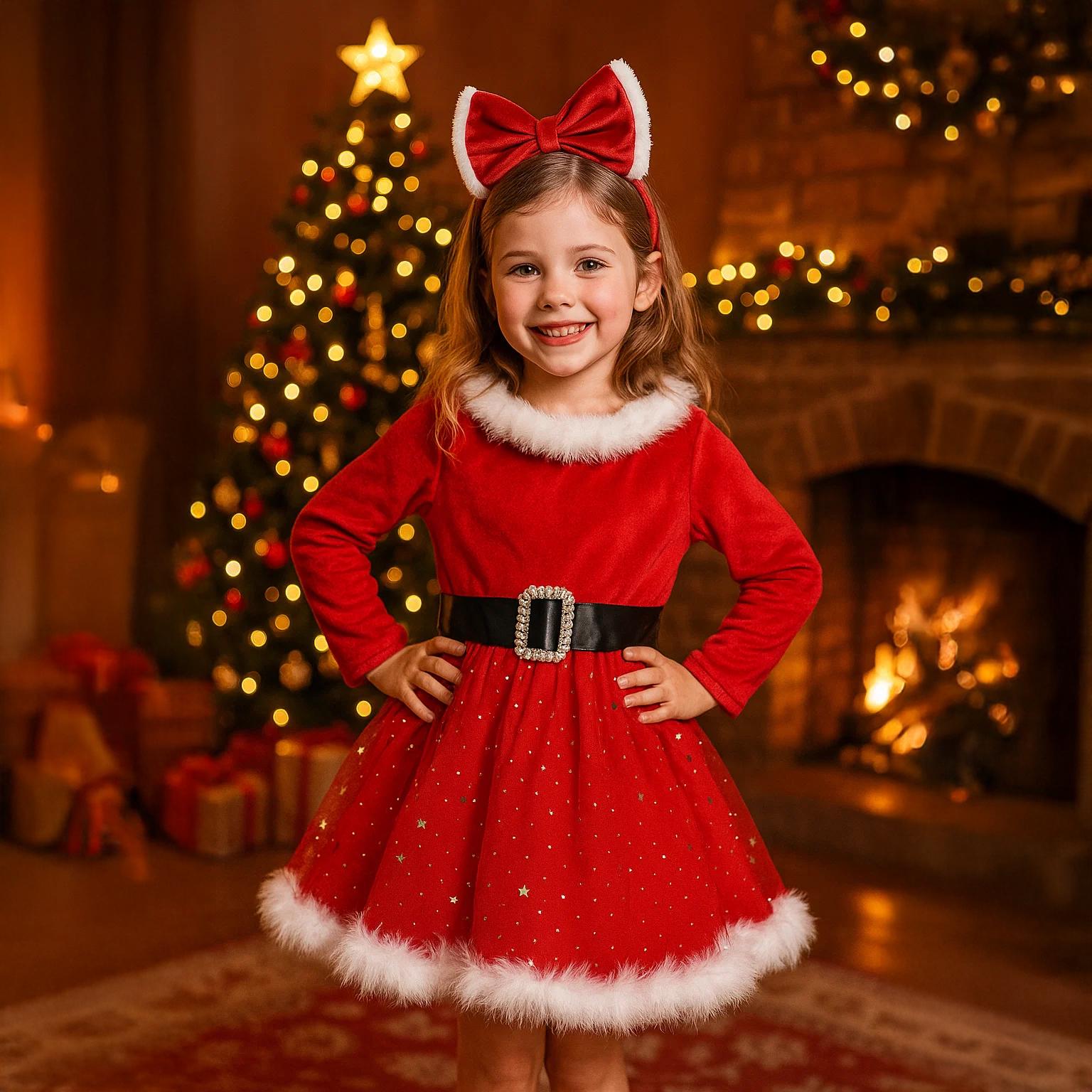 white christmas dresses Toddler Girl Santa Claus Christmas Dress main image 0
