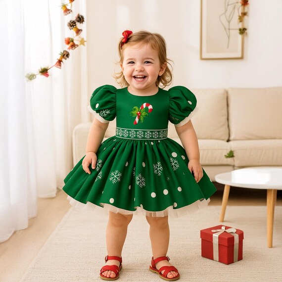 Green Christmas Dress: Candy Cane & Snowflake Holiday Party Dress - Etsy